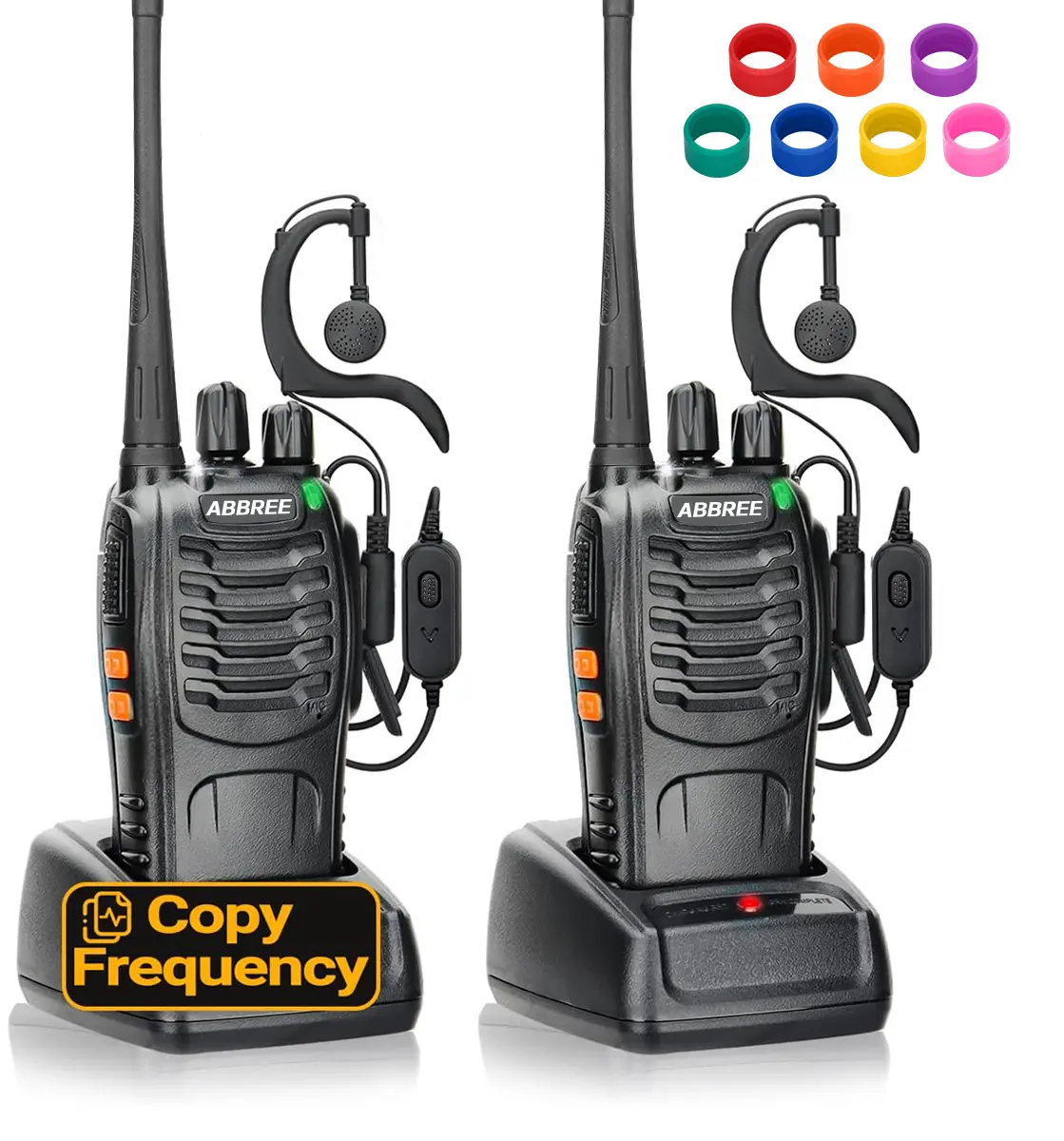 2Pack ABBREE UHF Portable Amateur Walkie Talkie for Adults, Rechargeable Family 2-Way Radios with USB Charger and Flashlight