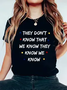 Friends Shirt They Don't Know Funny Graphic Tv Vintage Cool T-Shirt Print Women's Round Neck Short Sleeve T-Shirt Fashion Graphic Tees Women Top