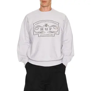 HUF Worldwide Clothiers Crewneck Sweatshirt in Heather Grey
