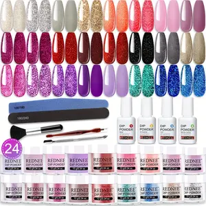 33 Pcs Ultimate Dip Powder Nail Starter Kit - 24 Vibrant Colors, Gray, Silver Sparkle, Advanced Formula Acrylic Dipping Powder System with Base & Top Coat Activator, Easy-to-Use, Long-Lasting, Chip-Resistant, High-Gloss Finish