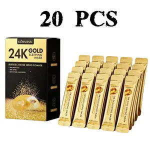 20pcs 24K Gold Peptide Overnight Sleep Mask | Hydrating Brightening Leave-On Mask for Radiant, Plump & Youthful-Looking Skin