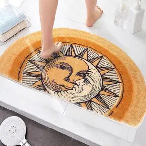 Creative semi-Circular Area Carpet Anti-Slip Super Absorbent Carpet,sun and moon mat,Shaggy Throw Rug for Living Room Bedroom Bathroom  Decor