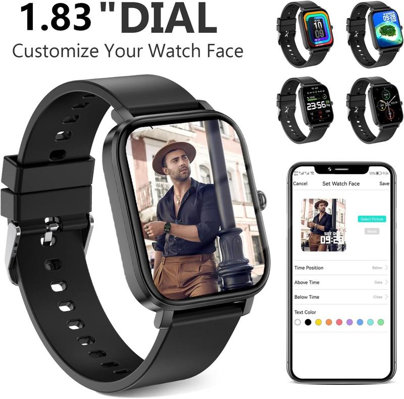 1.83" Fashion Touch Screen Smart Watch,Multifunctional Men Women's  Electronic Fitness Watch with Answer/Make Calls/Message Reminder,Wearable Waterproof Sportswatch,Wristwatch,Fall Gift, gifts girlfriend