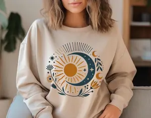 Celestial Sun Moon Sweatshirt, Moon And Sun Sweatshirt, Cozy Jumper, Graphic Pullover, Nature Lover Gift, Boho Style Top, Fall Gift For Her