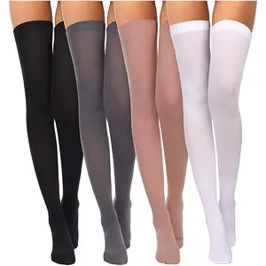 4 Pairs Women's Silk Thigh High Stockings Nylon Socks for Women Halloween  Costume Party Tights Accessory