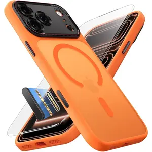 Magnetic for iPhone 17 Pro Case: Upgraded [Full Camera Protection], with [1X Screen Protector] [Camera Button], 6.3" Case for iPhone 17 Pro, Orange