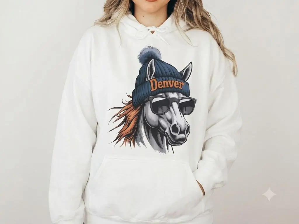 Vintage 90s Denver Football Vintage Mascot Hoodie Sweatshirt Tee Retro Denver Football Crewneck Shirt, Sunday Football Fans Gift