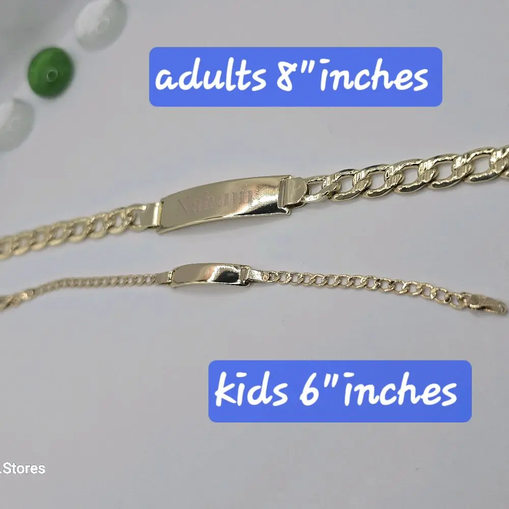 ENGRAVING AVAILABLE Cuban Fashion style ID BRACELETS set  gold-plated 8"inches adults and 6"inches kids LEAVE A NOTE WITH YOUR NAME
