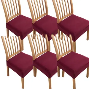 4/6 Piece Thick Embossed Checkerboard Chair Seat Covers, Dining Room Chair Cushion Cover Set, Home Hotel Restaurant Chair Protector