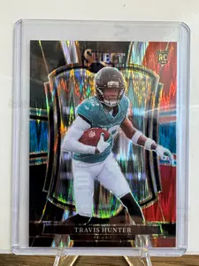 2025 Select Red & Black Shock Travis Hunter Rookie Card - Unique Collectible for Fans & Enthusiasts - Striking Design - Early Career Essence - Must-Have for Sports History Lovers