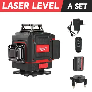 Milwaukee 3-4D Laser Level Green Beam 16 Lines Self-leveling Vertical Cross Line Laser level Rechargeable battery Tools