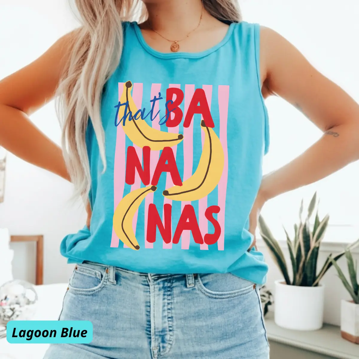 Comfort Colors That’s Bananas Vintage Tank Top, Summer Fruit Graphic Tank, Food Pun Retro, Banana Themed Trendy Summer Gift, Unisex Casual Tank Top