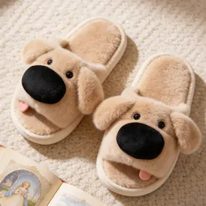 Playful Puppy Face Slippers | Soft Plush Home Shoes for Women | Cute Animal Comfort