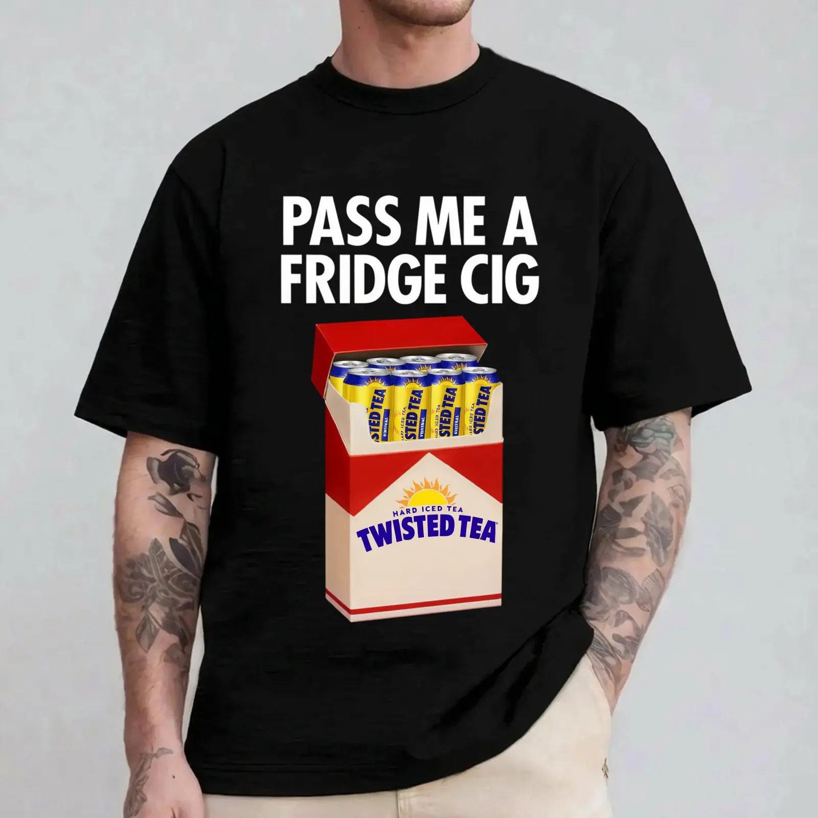 Twisted Tea Pass Me A Fridge Cig T-Shirt, Twisted Tea Hard Iced Tea Graphic Tee, Funny Tea Lover Shirt, Unique Gift for Twisted Tea Fans, Cool Beverage Design