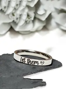 Minimalist Fashion Casual Let Them Ring for Women Silvery Stainless Steel Engraved Ring Encouragement Gift, Self Care, , Motivational Jewelry, Gift for Her Suitable for Both Men and Women Couple's Gift