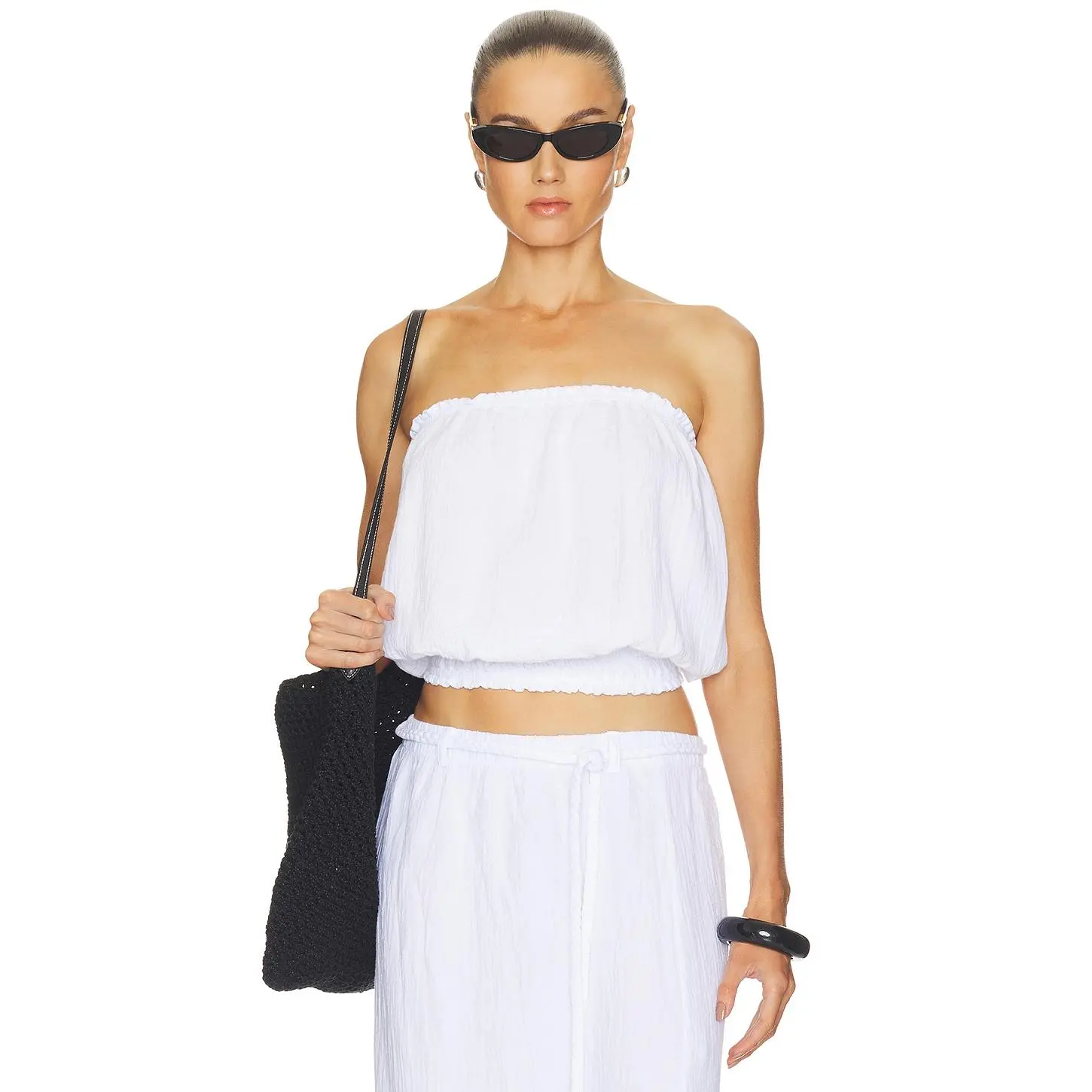 Bobi Smocked Tube Top in White