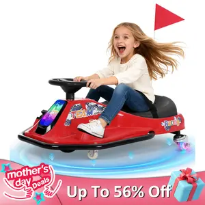 【Phivilla Home】 24V Electric Drift Car for Kids, Wiggle Car, 360° Rotating Ride On, Go Kart with 9.3 MPH Max, Light-Up Rear Wheels, Bluetooth Music, Safety Harness, Flashing Front Lights, Ages 3+, Slow Start