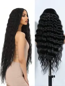 Long Synthetic Wavy Curly Wig for Women, Fashionable Natural Elegant Style, High Temperature Fiber, Suitable for Daily Wear, Parties, Holidays, Weddings, Deep Wavy Wigs