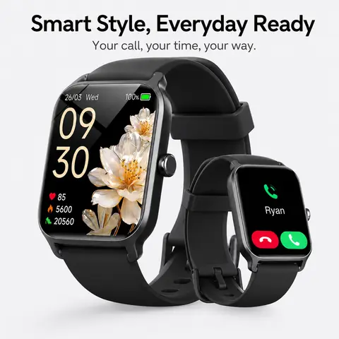 ARTCYBER Adjustable 2.01in Touchscreen Unisex Smart Watch - Wearable Device with Basic Step Counter, Daily Activity Display, Rechargeable Magnetic Charging, Lightweight Casual Sports Watch for Work & Women