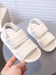 Girls' Pearl Glossy Soft Bottom Sandals Slippers, Soft Durable, Detachable Back Straps, Indoor Outdoor Wear, Ages 1-7, Fashion Practical