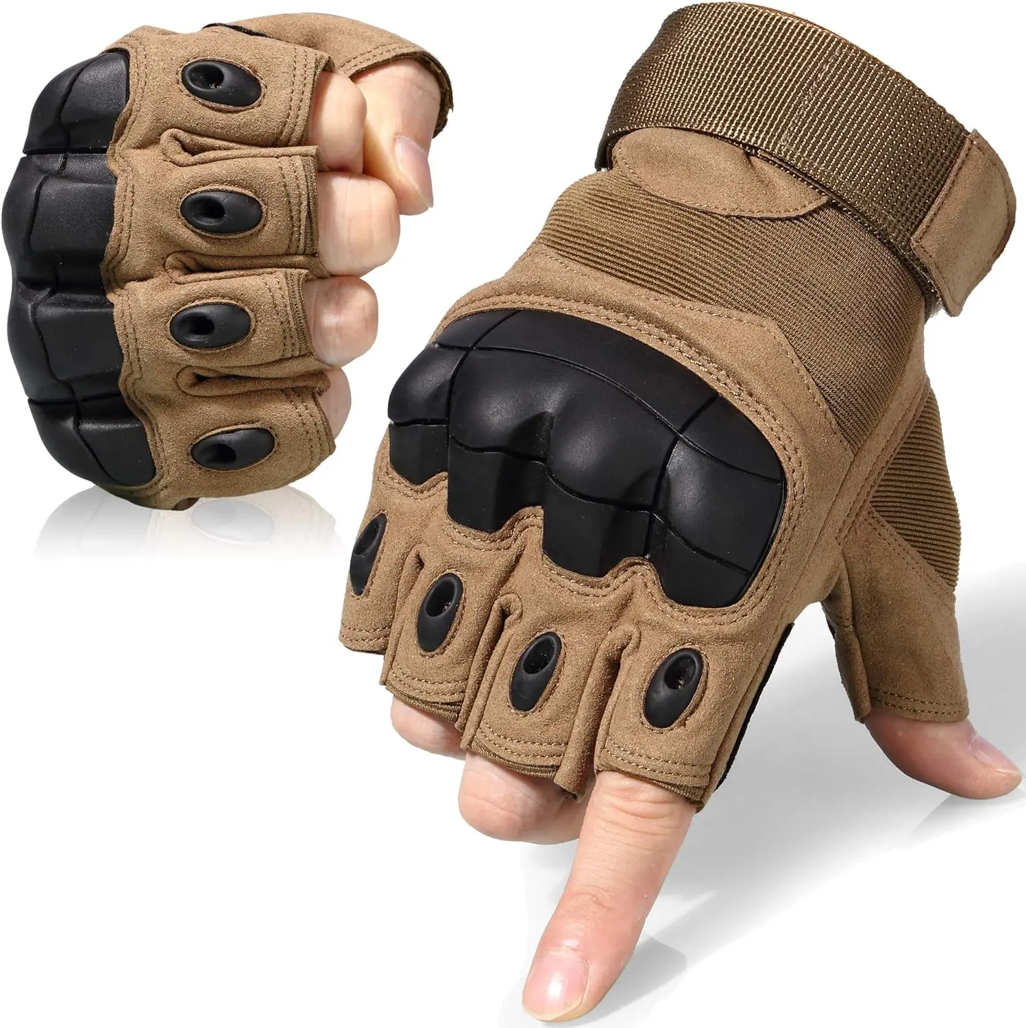 WTACTFUL Tactical Fingerless Gloves Men Women, Breathable Anti-Slip | Impact Resistant, Breathable Nylon, Quick-Dry, Anti-Slip, Adjustable Wrist, for Motorcycle Cycling Work Airsoft Paintball