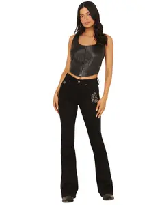 Idyllwind Women's Outlaw High Rise Flare Embroidered Super Stretch Denim Jeans - Iwsu25j21-Blk