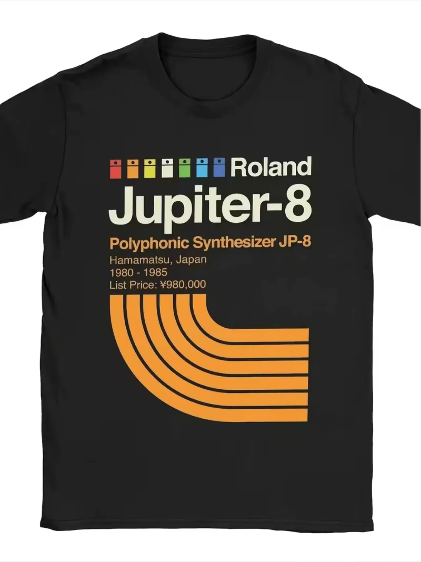 Men's Roland Jupiter-8 Synthesizer T-Shirt, Retro 80s Music Tech Design, Breathable Tee, Suitable for Synth Lovers