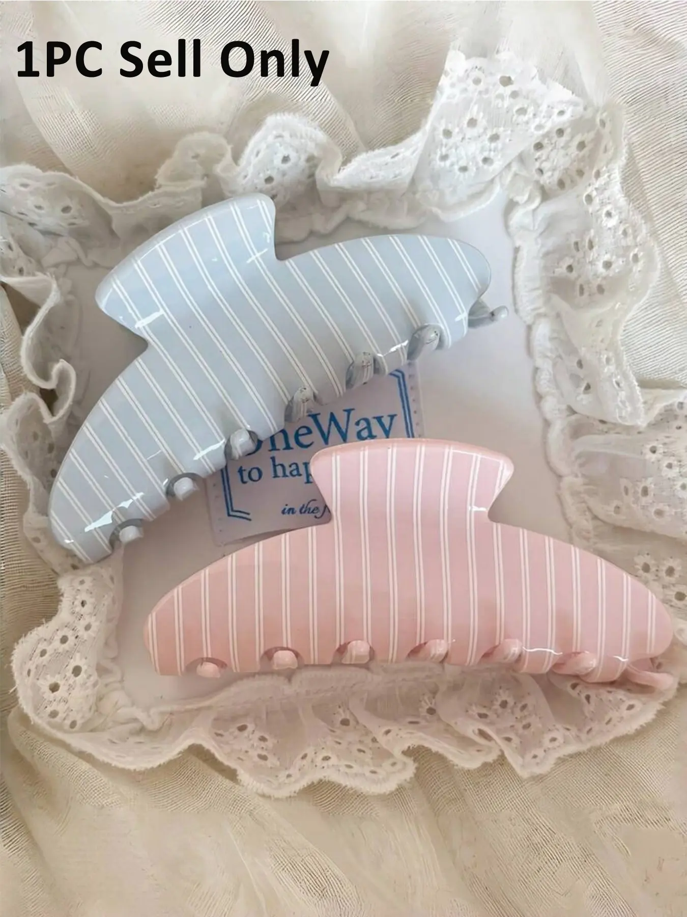 1PC Striped Hair Clip, Retro College Style, Blue and, Large Hair Clip, Clip Design, Cute Hair Accessory, Women and Girls, Daily and Holiday Use, Hairclips