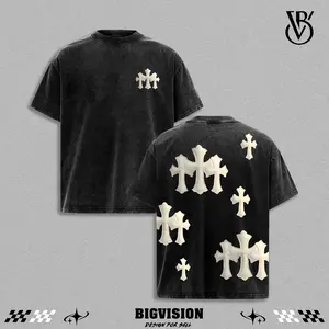 Gothic Cross Aura Tee | Vintage Washed Streetwear Top | 3D Chrome-Inspired Cross Pattern Shirt | Unisex Heavyweight Tee | Edgy Rock Metal Aesthetic | Grunge Retro Urban Outfit | Minimal Dark Fashion Tee | Viral TikTok Streetwear Fit | Y2K Punk Graphic Top
