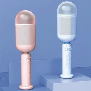 Portable Mini Karaoke Machine, Wireless Speaker with Wireless Microphone, Retro Sound System with Stereo Quality and Bass Boost, Perfect Gift for Boys and Girls