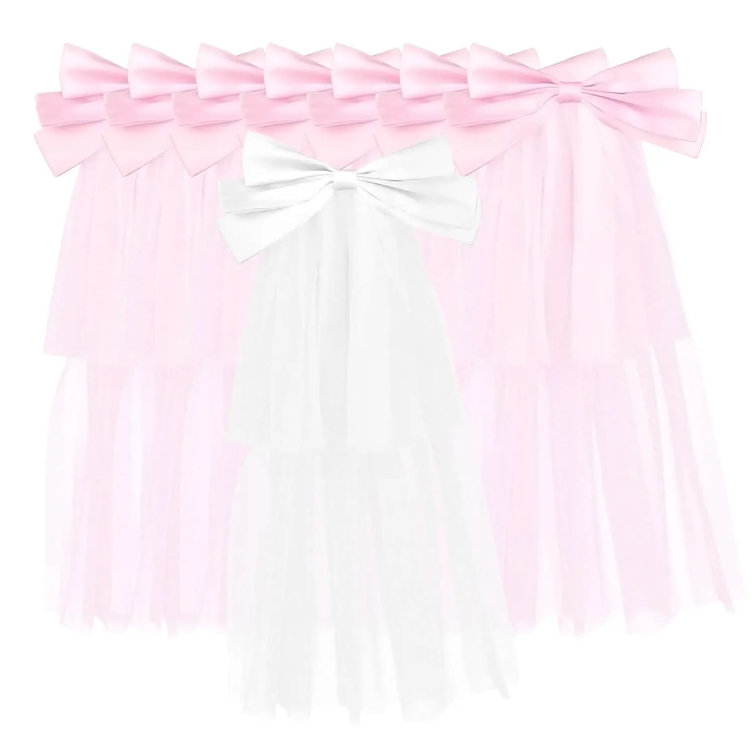 8 Pack White & Pink Bow Veil for Bachelorette Party Favors, Bachelorette Veil for Bride Bridesmaid, Bachelorette Gifts for Bride Bridesmaid Proposal Box Gifts