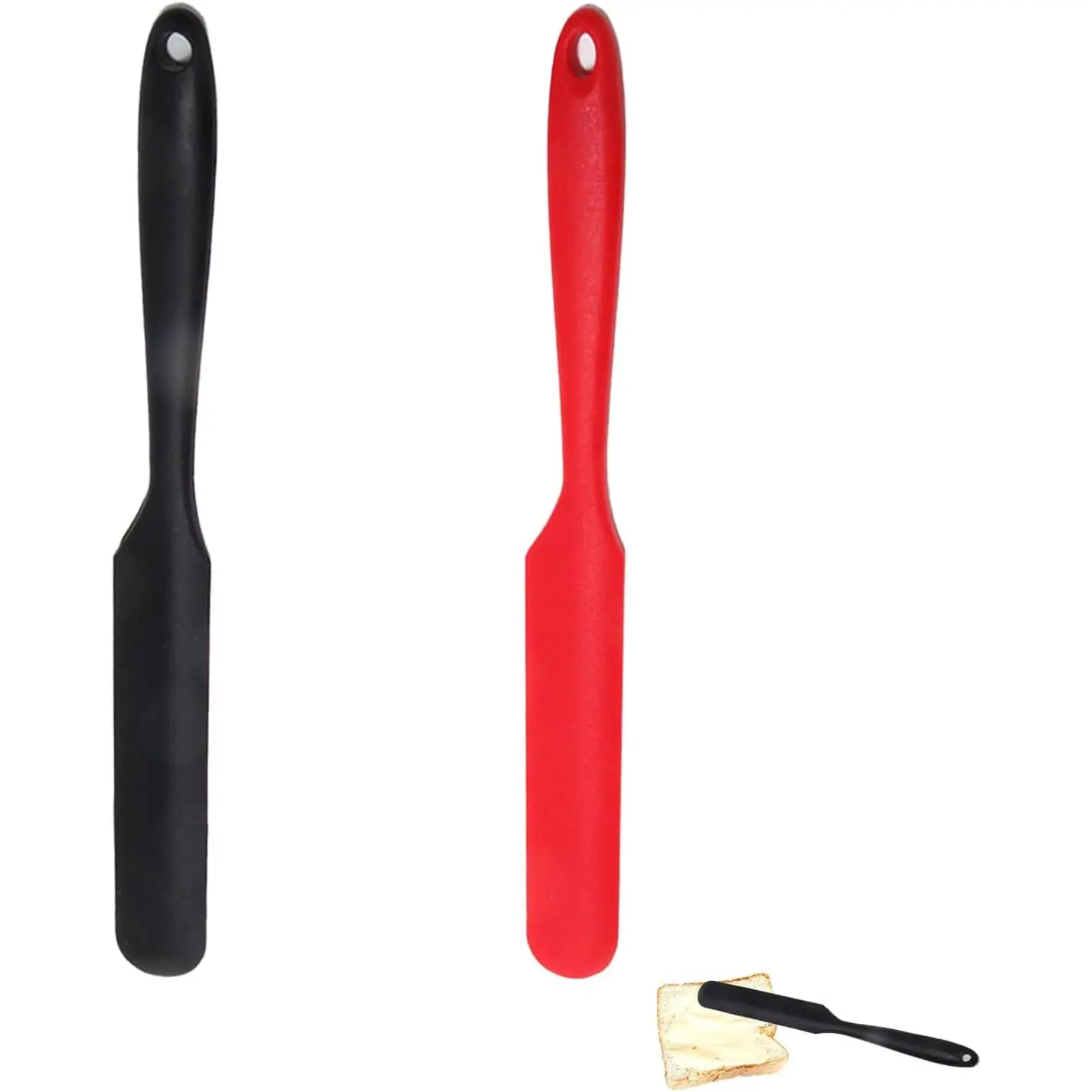Silicone Jar Scraper with Long Handle, Jam Spreader for Peanut Butter, Kitchen Spatula for Baking and Cake Icing, Small Silicone Spatula, 2 count