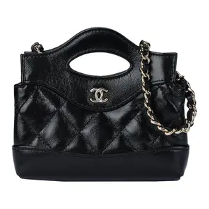 Chanel 31 Bag 24S Gold Hardware Leather Chain Quilted Lambskin Mini Handbag For Women In Black