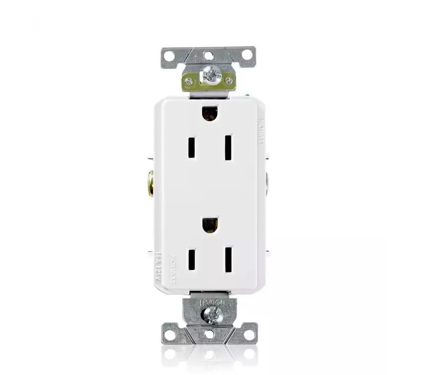 Decora Plus 15 Amp 125 V Industrial Grade Duplex Outlet/Receptacle, White (1-Pack) 16252-WS