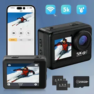 5K Ultra HD Wireless Action Camera 30FPS with 12MP Photos EIS Stabilization App Control Webcam Mode 256GB Card Included for Sports Travel Vlog and Outdoor Adventures 2026 Upgrade Compact Waterproof Action Cam for Beginners TikTok YouTube Content Creation