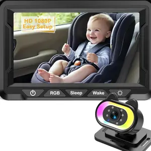 Wkzay Baby Car Camera for Backseat – HD 1080P, 150° Wide Angle, Night Vision, Easy Installation, Adjustable LED Light, 4.3” LCD Display, Anti-Glare