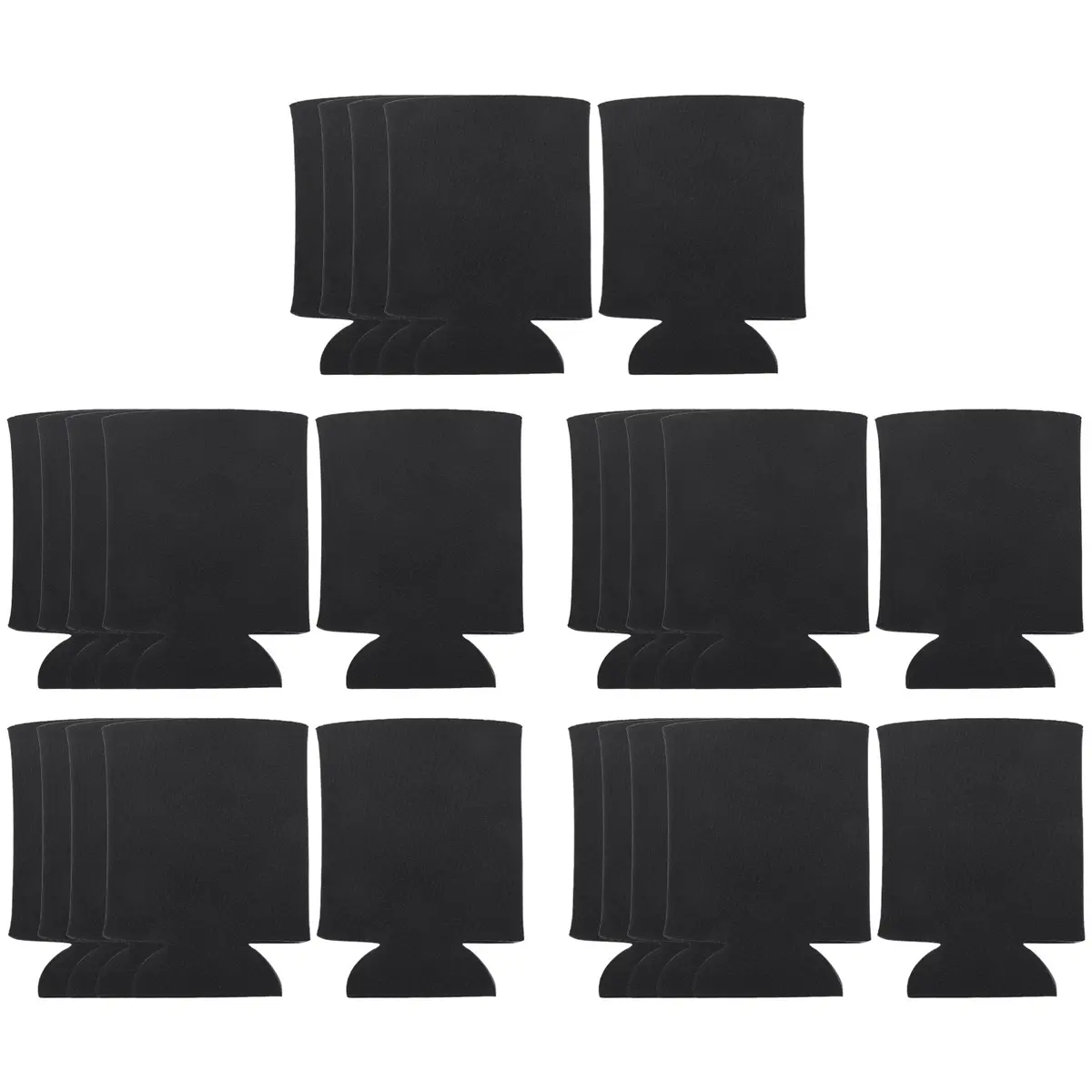 25-Pack Bulk Unprinted Soft Insulated Foam Can Cooler Sleeves (13.5x10cm) - Fits 12oz, 16oz Cans for Soda, Beer, Water Beverages, Party Decoration (Black)