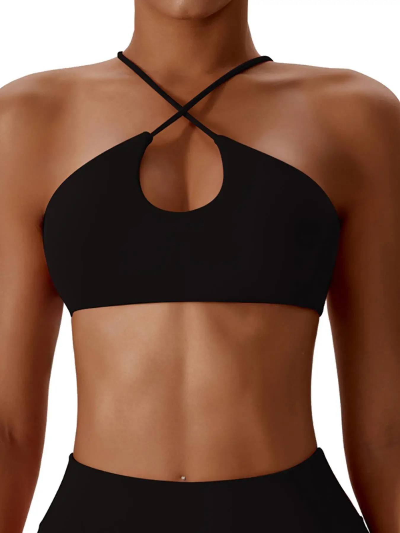 Women's Solid Criss Cross Backless Sports Bra, Soft Comfortable Breathable Athletic Bra for Yoga Gym Workout, Sports Bra for Women, Gym Clothes, Lady