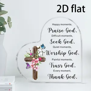 Acrylic Christian Gifts for Women Inspirational Gifts with Bible Verse and Prayers Religious Gifts Scripture Gifts for Women Men Friends Keepsake Paperweight (Fresh Style) Acrylic Desktop Decoration