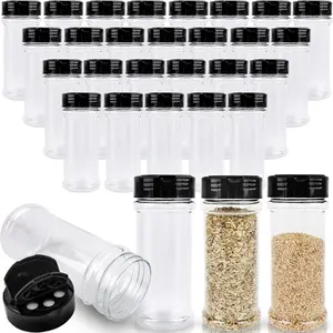 30 count 6 oz Plastic  Jars with Shaker  Clear  Bottles with Black Cap Empty Seasoning Containers for Kitchen Storing Seasoning Powders