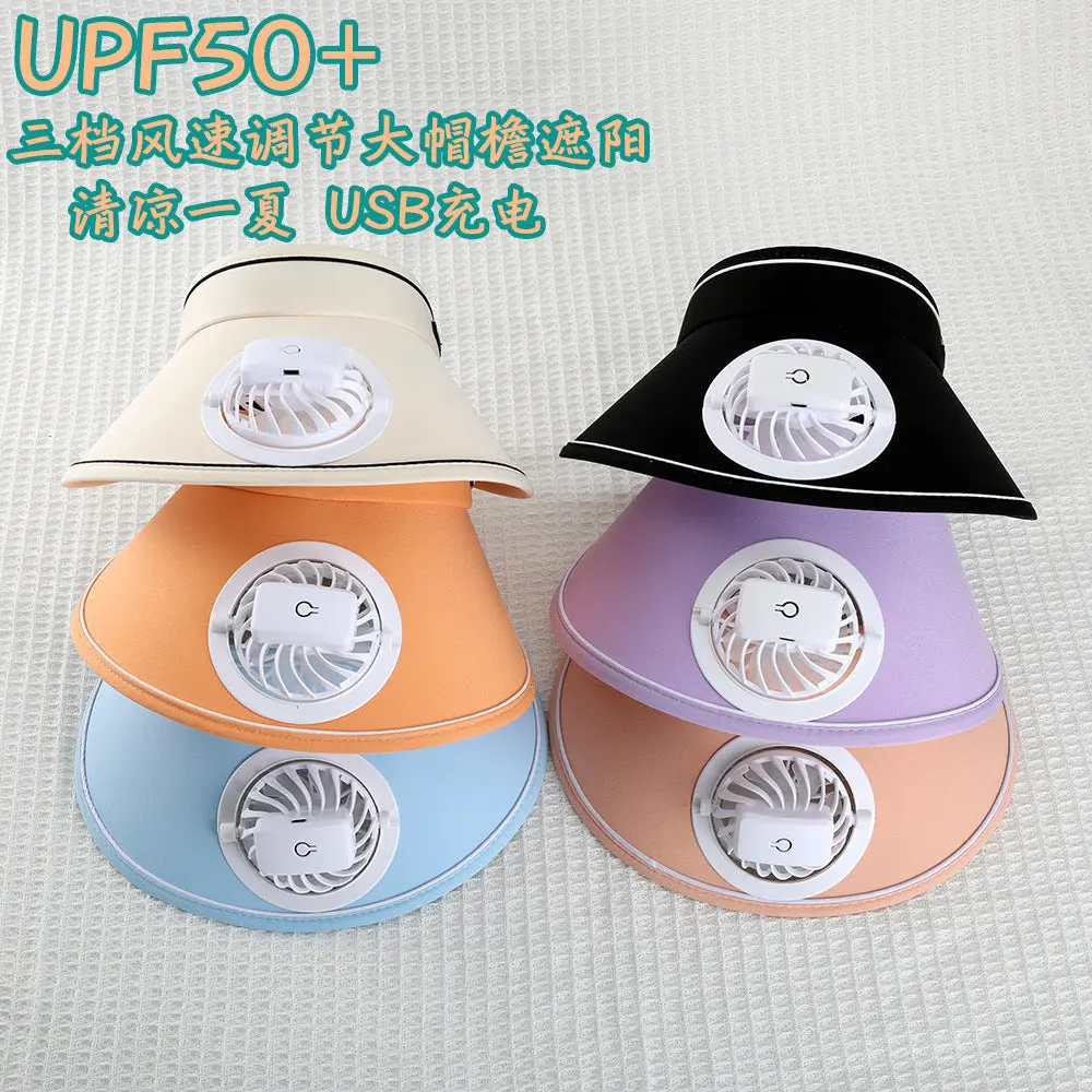 Sun Hat with Fan for Women – UV Protection, Wide Brim, Rechargeable
