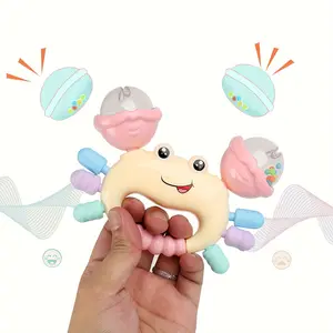 1pc Baby Crab Rattle Toy - ABS Material, Handheld Crab Shaped Teether for Infants, Early Education Grip & Smart Toy for Newborn Boys and Girls, Random Color