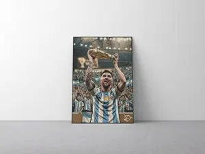 Messi Poster Premium Museum Matte Print Argentina World Cup Trophy Poster