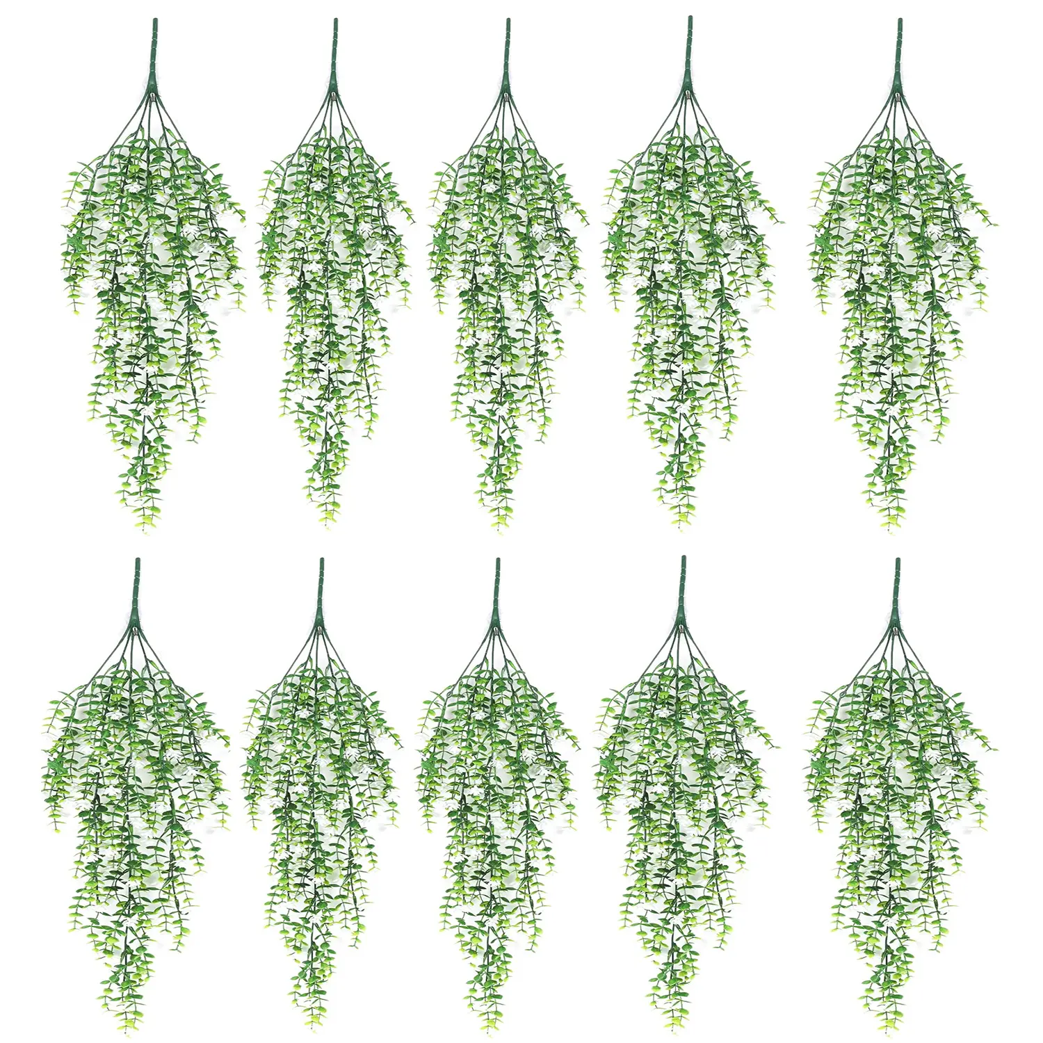 10 Pcs Vine Plant Fake Ferns Plants Large Faux Artificial Hanging Plants Wall Plants Artificial Hanging Plants Outdoors Fake Hanging Plant Greenery Vine for Outdoor Plants Decor Spring Porch Yard(Purple, White)