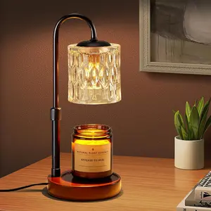 Dimmable Candle Warmer Lamp with Timer, Height Adjustable Electric Candle Wax Warmer, Christmas Birthday Gifts for Women Mom, House Warming Gifts   Room Decor, Walnut Solid  Base