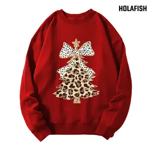 Holafish Trendy Sweatshirts Oversized Retro Sweatshirt,Women's Christmas Printed Sweatshirt Cozy Tops Skin-Friendly Festive Holiday Top Festive Cozy Holiday Gift Ideas