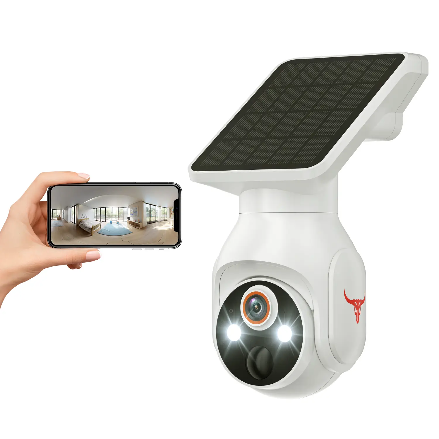 1080p WiFi Security Camera with Solar Panel, Wireless Outdoor, Camera for Home Security, Battery Powered, Pan Tilt, AI Motion Detection, Night Vision,