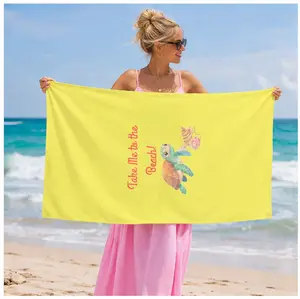 Sea Turtle with Flowers Take Me to the Beach Beach Towel | Tropical Summer