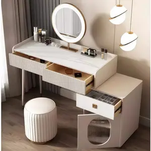 Light luxury round leather footstool, large capacity storage, shoe changing stool for living room and bedroom