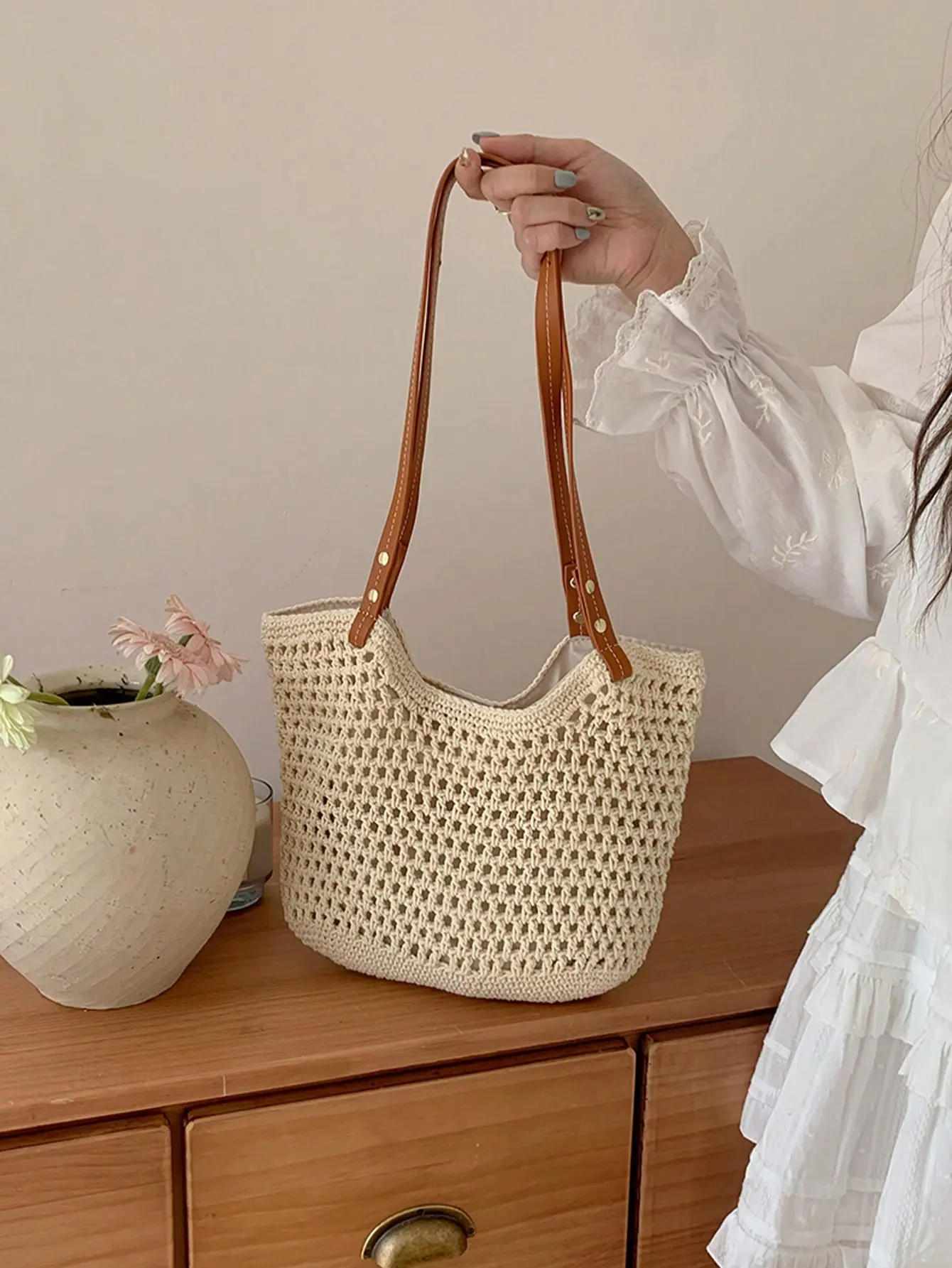 2024 New Arrival Women's Bag, Woven Beach Bag, Versatile Shoulder Bag For Beach Vacation Or Commutingschool Tote Bag,School Bookbag